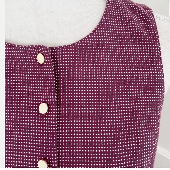 Gal Meets Glam Polka Dot Meg Sleeveless Jacquard Fit &Flare Button Front Dress 8 - Picture 7 of 12